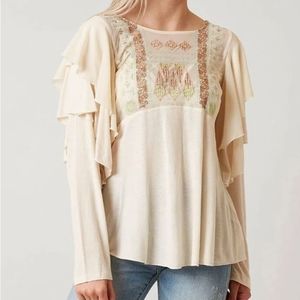 Free People Flowy Embroidered Blouse